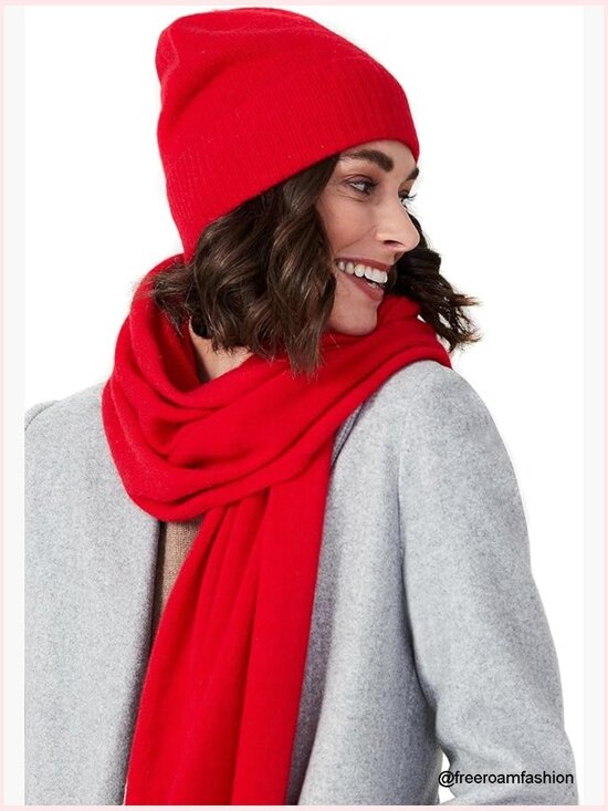 Ribbed Cashmere Beanie, Soft Stretchy Winter Hat main image 7